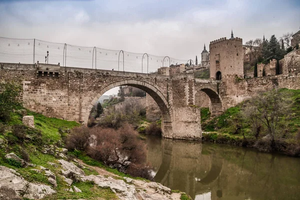 Vista Histórica Ciudad Toledo España Patrimonio Humanidad Unesco Calle Adoquinada — Foto de Stock