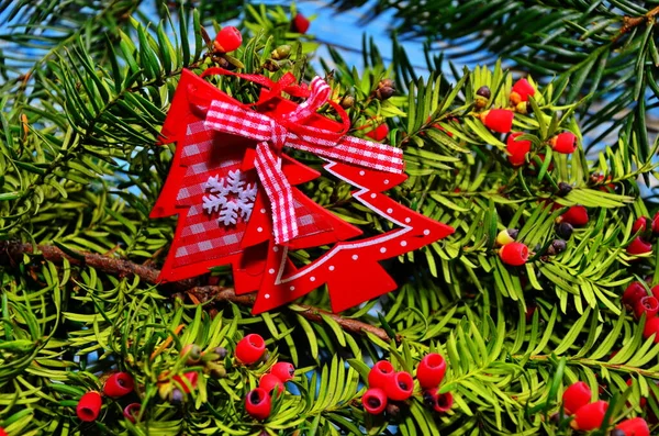 Kreatives Layout aus Weihnachtsbaumzweigen. flach lag. Natur Neujahrskonzept. — Stockfoto