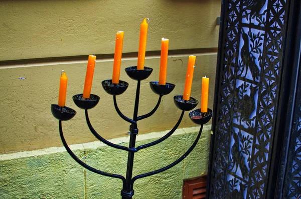 Glowing Jewish Hanukkah menorah or Bat Mitzvah — Stock Photo, Image