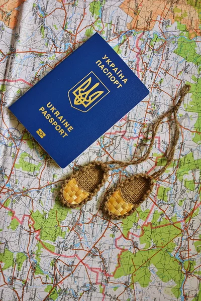 Zwykły biometryczny ukraiński paszport lub paszport do podróży. — Zdjęcie stockowe