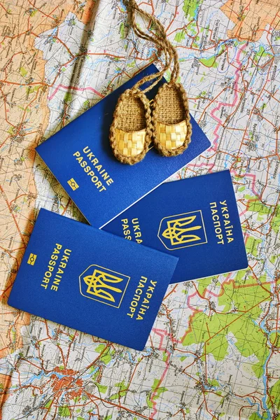 Zwykły biometryczny ukraiński paszport lub paszport do podróży. — Zdjęcie stockowe
