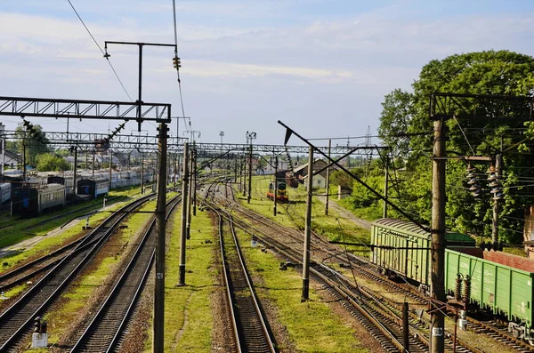 Eisenbahnstraße Schienen Und Querverbindungen — Stockfoto