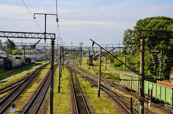 Railway road. Rails and cross ties.