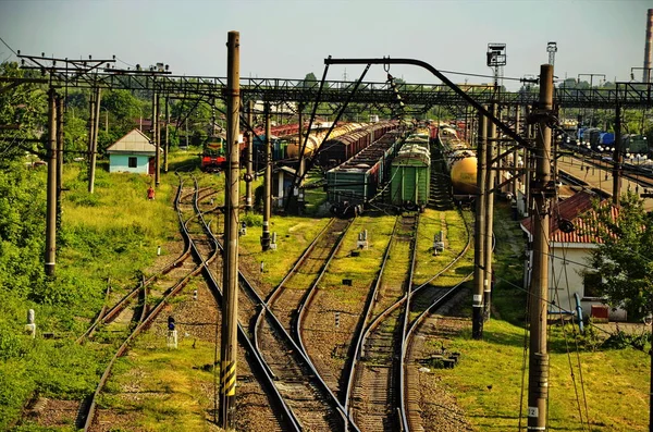Estrada Ferroviária Carris Laços Cruzados — Fotografia de Stock
