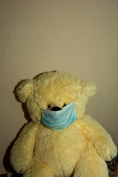 Teddy Bear Medical Mask Protect Viral Diseases — Stock Photo, Image