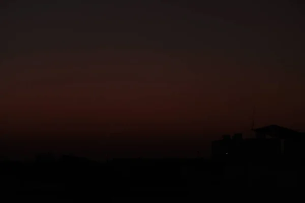 Céu Tom Duplo Manhã Com Sombra Laranja — Fotografia de Stock