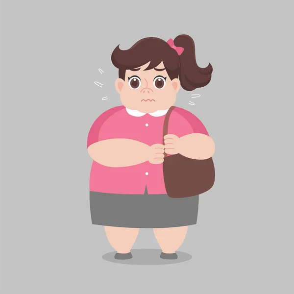 Big Fat Mulher Trabalhadora Preocupar Vestindo Roupas Trabalho Desenhos Animados —  Vetores de Stock