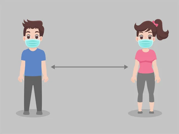 Distanciamiento Social Personas Que Mantienen Distancia Por Riesgo Infección Enfermedad — Archivo Imágenes Vectoriales