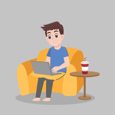 Evde çalış, evde kal, güvende ol. Sosyal Mesafe, enfeksiyon riskini azaltmak için mesafeyi koruyan insanlar ve Covid-19.Corona virüsünü önlemek için hastalıklar. Sağlık hizmeti kavramı.