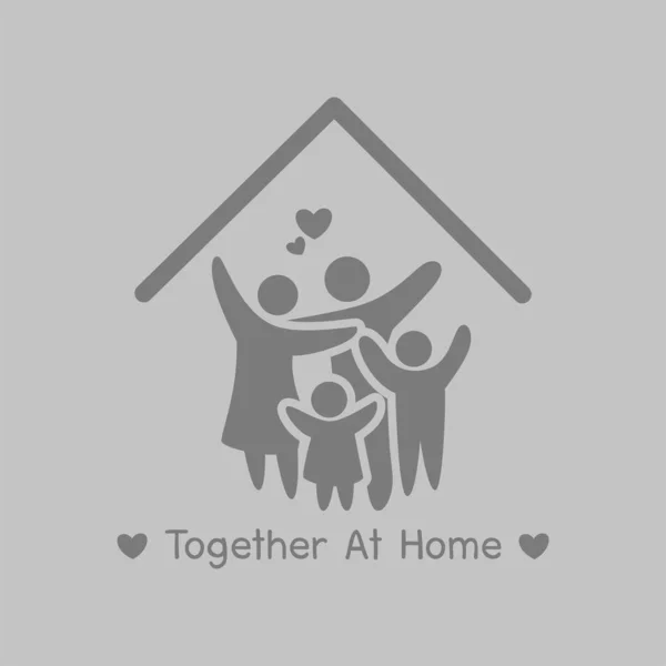 Együtt Home Kampányban Maradjatok Otthon Biztonságban Társadalmi Távolság Emberek Távolságot — Stock Vector