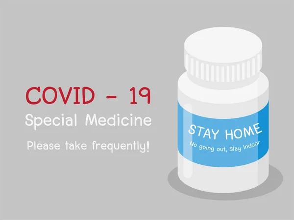 Covid Flacone Medicina Medicina Speciale Uso Domestico Prevenzione Immunizzazione Trattamento — Vettoriale Stock