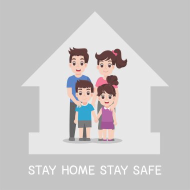 Aile Evlerinde Birlikte Güvenli Kalın, Sosyal Mesafe, Enfeksiyon riskini azaltmak için mesafe tutmak ve virüsü önlemek için hastalık Covid-19.Corona virüsü. Sağlık hizmeti kavramı.