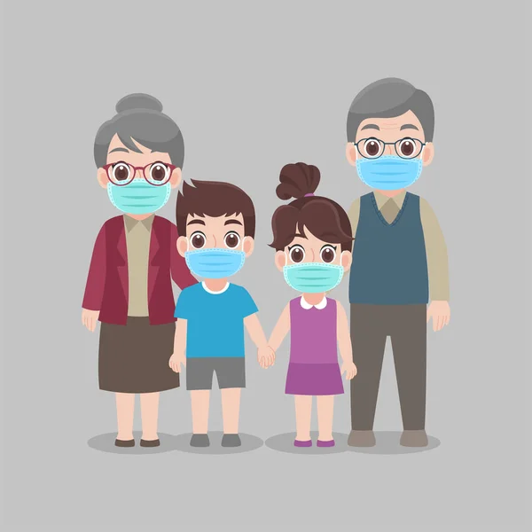 家族滞在家庭は自宅で一緒に安全に滞在 社会的距離 ウイルスCovid コロナウイルスを防止するための感染リスクと病気を減少させるための距離を維持する人々 ヘルスケアの概念 — ストックベクタ
