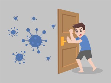 Evde kal. Kendine dikkat et. Sosyal Mesafe, enfeksiyon riskini azaltmak için mesafeyi koruyan insanlar ve Covid-19.Corona virüsünü önlemek için hastalıklar. Önlem veya önleyici tedbir. Sağlık hizmeti kavramı.