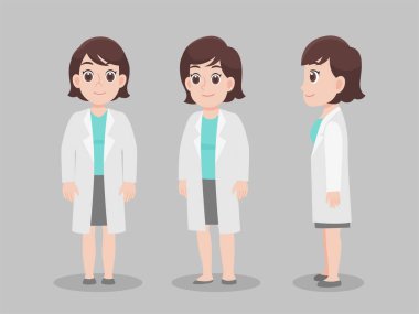 Doktor Karakteri seti, sağlık hizmeti konsepti. karakter öne doğru poz verir..