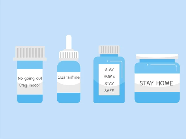 Covid Medikamentenflaschen Spezialmedizin Hausgebrauch Zur Vorbeugung Immunisierung Und Behandlung Von — Stockvektor