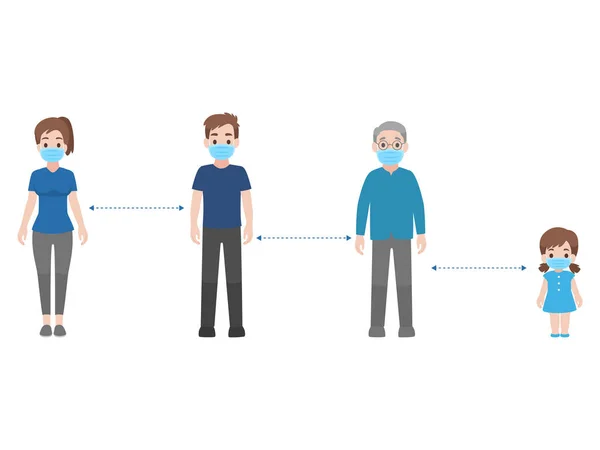 Distanciamiento Social Personas Que Mantienen Distancia Por Riesgo Infección Enfermedad — Vector de stock