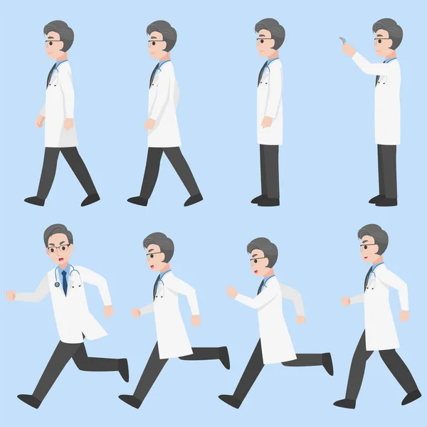 各类动漫平面保健理念中的一套医生人物形象设计 — 图库矢量图片