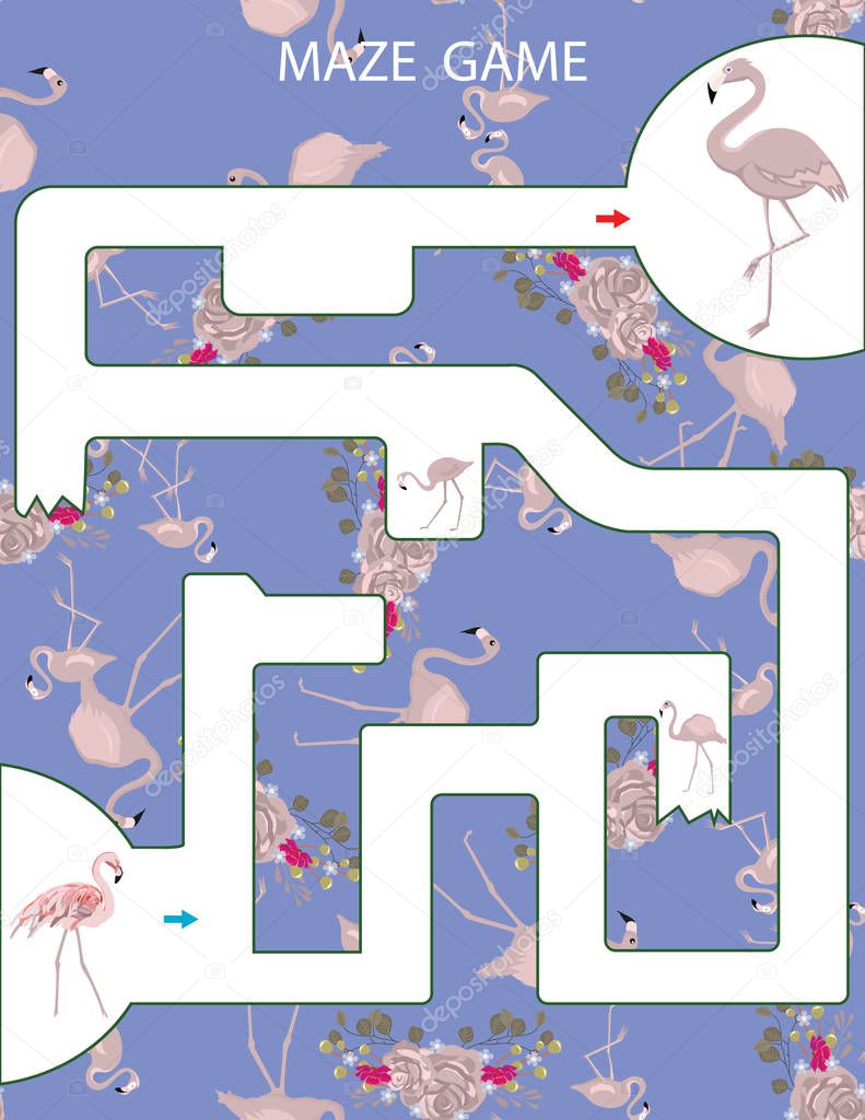 Maze Game Kids Printable Game Vector Illustration Preschool Kindergarten Worksheet Flamingo And Flowers Game Premium Vector In Adobe Illustrator Ai Ai Format Encapsulated Postscript Eps Eps Format