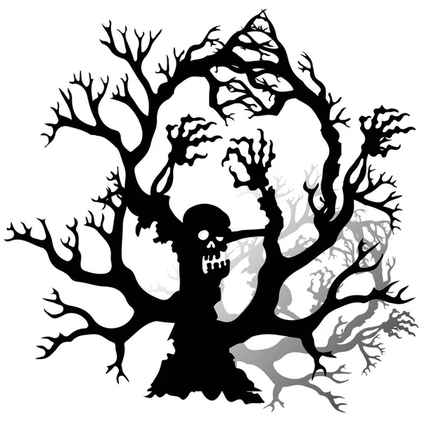 Download Scary trees cartoon | Set of spooky Halloween tree cartoon ...