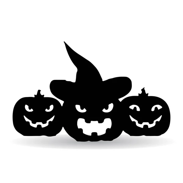 Holiday Halloween, three dark pumpkins, silhouette on white back