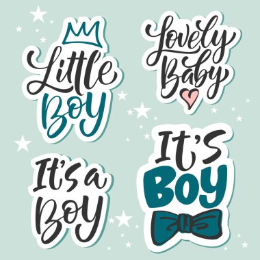 Vektör çocuklar davetiye, tebrik kartı, pasta üstleri, baskılar ve posterler için harflerin çizimi. Bebek doğum günlerinin tasarımı için kaligrafik öğeler ve kızlar ve erkekler için partiler 