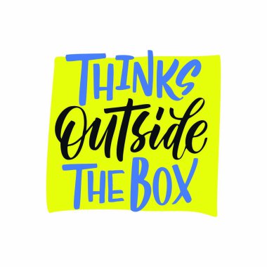 Kutunun dışındaki bir cümlenin harflerini elle çizdim. Benzersiz tipografi posteri ya da giyim tasarımı. Vektör sanatı arka planda izole edildi. İlham verici bir alıntı.. 