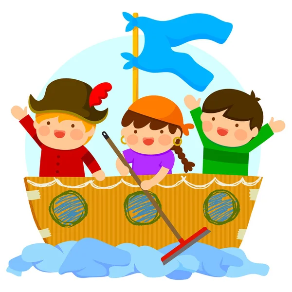 Kids playing pirates — Stock Vector