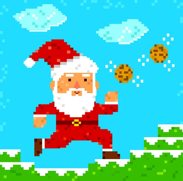 Pixel art Santa záradék — Stock Vector