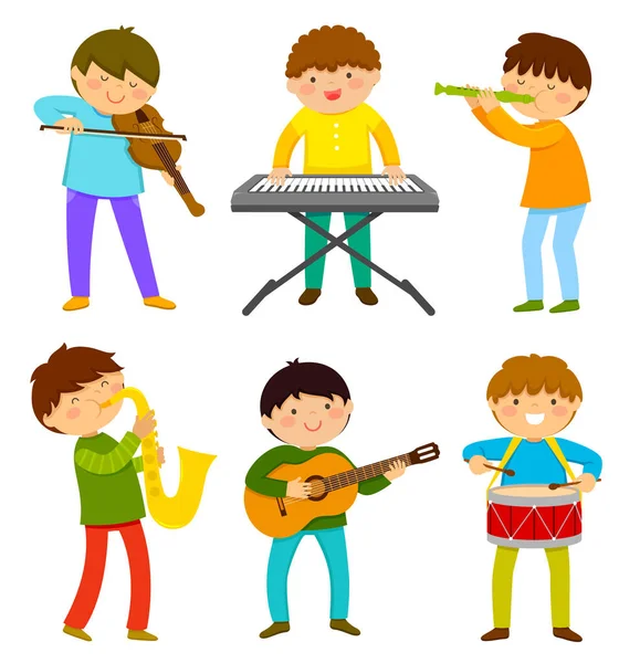 Niños tocando música — Archivo Imágenes Vectoriales