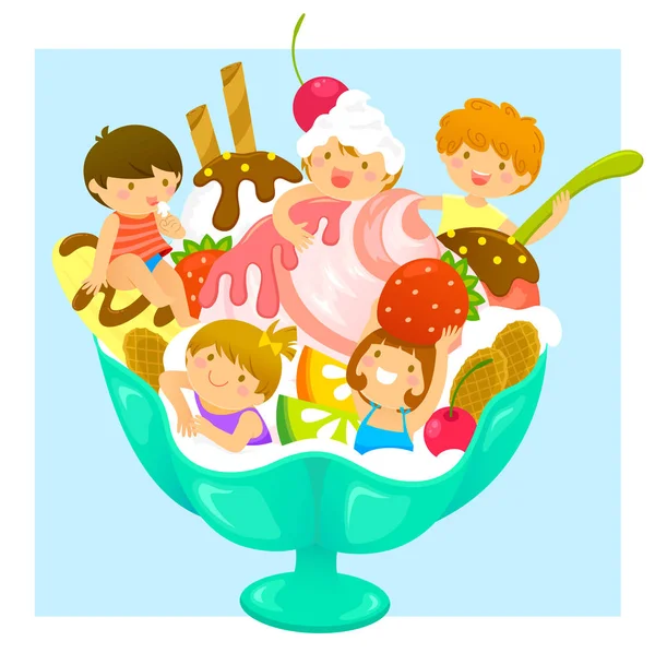 Bambini nel gelato — Vettoriale Stock