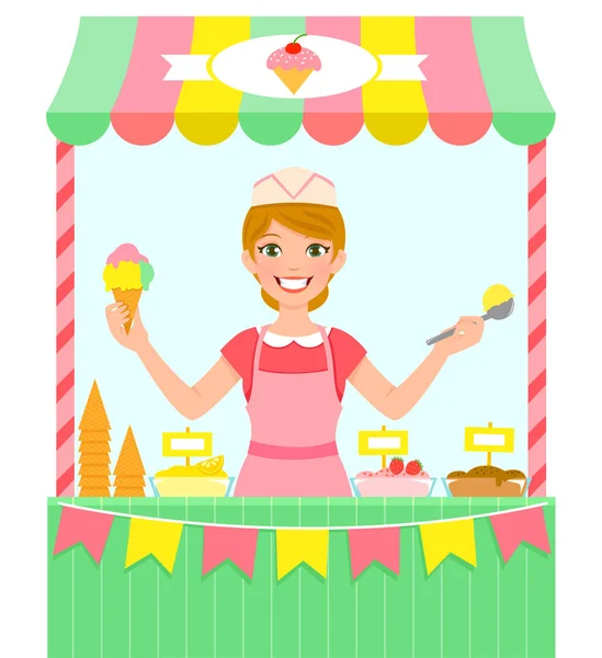 Ice cream seller — Stock Vector