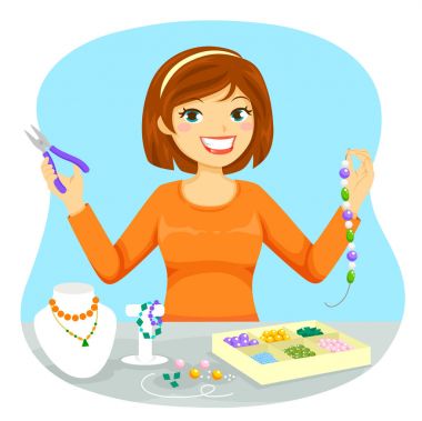 Woman making jewelry  clipart