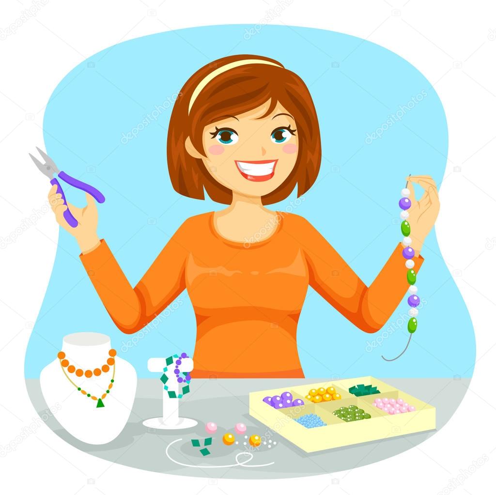 Woman making jewelry 