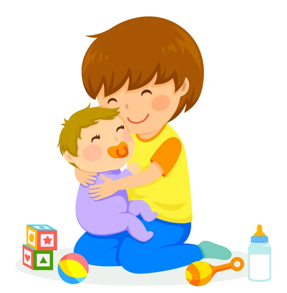 Niño y bebé — Vector de stock