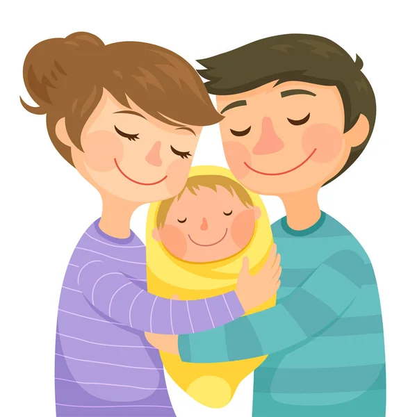 Parents hugging a baby — Stock Vector