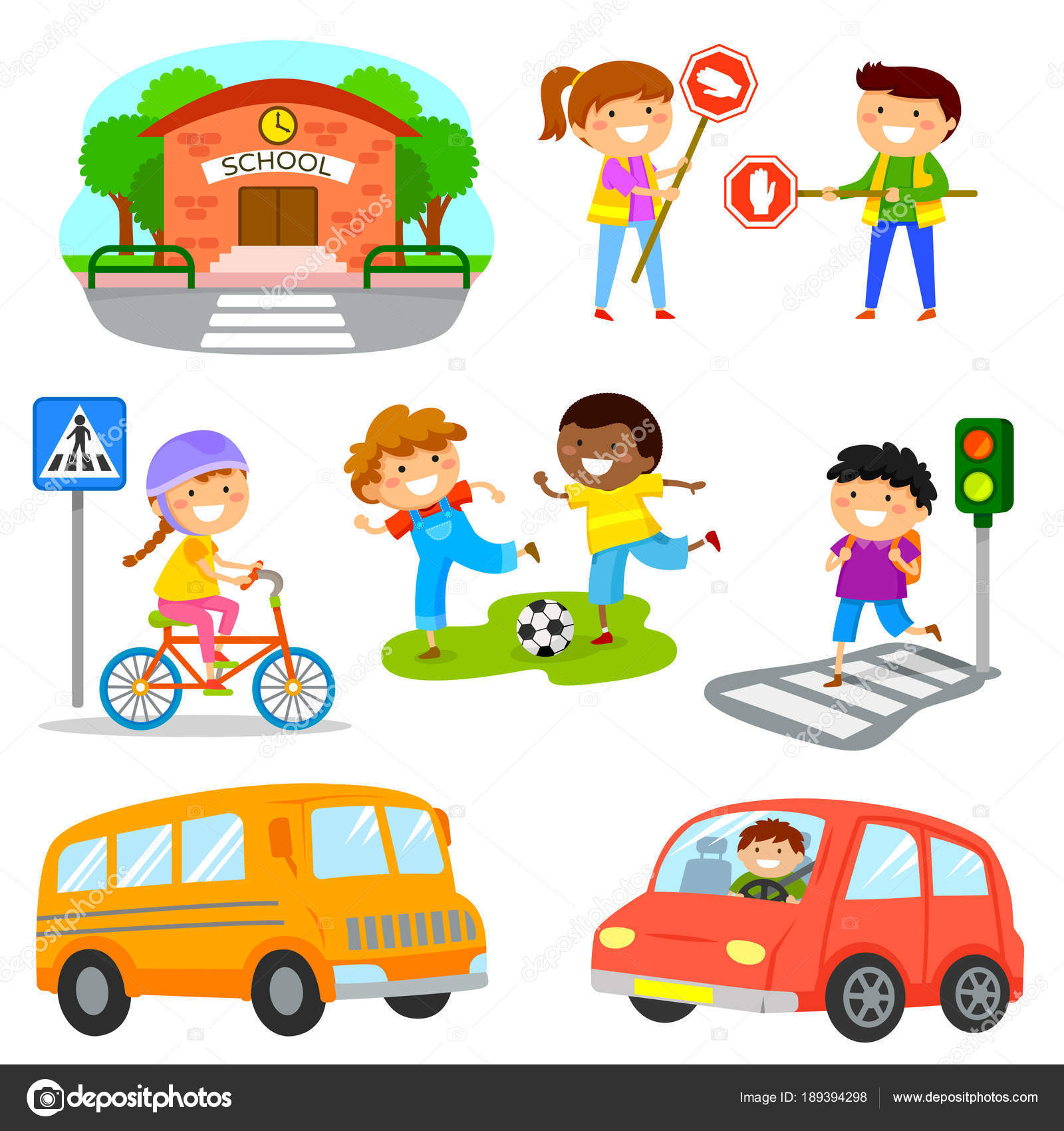Road Traffic Safety Cartoon Set Stock Vector Image by ©ayeletkeshet  #189394298
