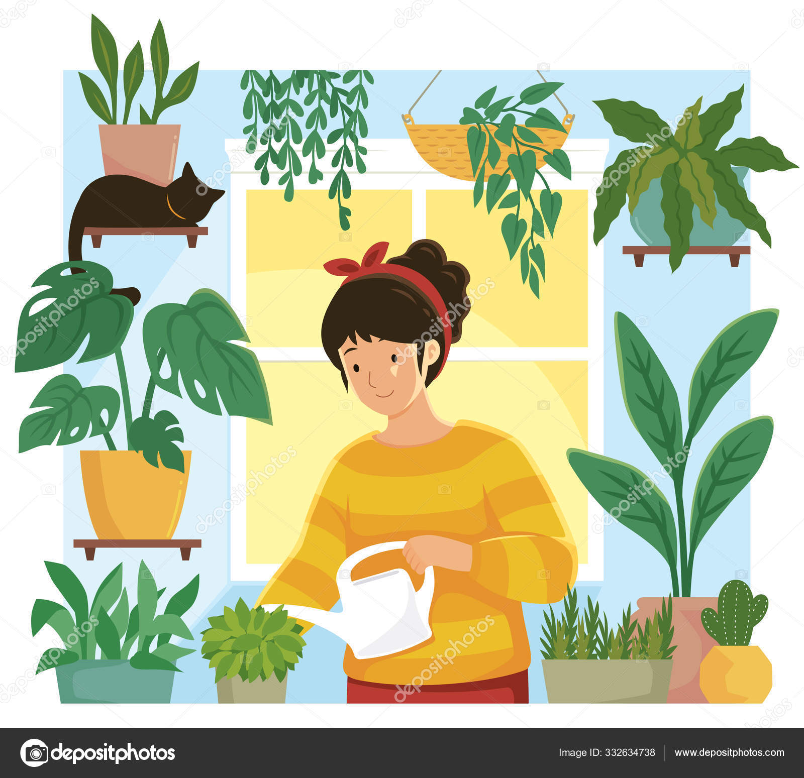Home Garden Young Woman Watering Plants Flower Pots Indoors Stock Vector Image by ©ayeletkeshet #332634738 Home Garden Young Woman Watering Plants Flower Pots Indoors Stock Vector Image by ©ayeletkeshet #332634738