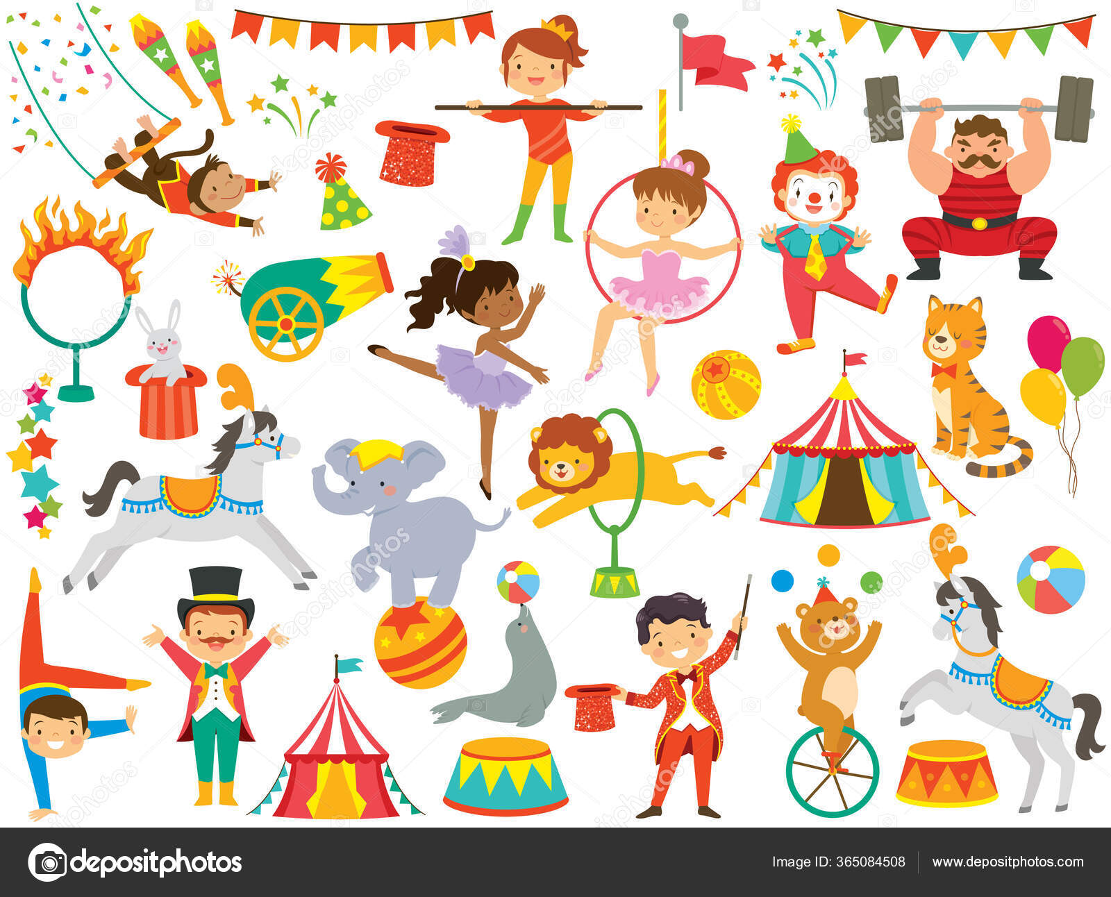Circus Clipart Set Circus Animals Circus People Other Colorful Circus Stock  Vector by ©ayeletkeshet 365084508