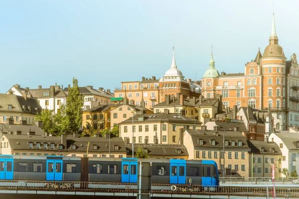 Pociąg i architektura Europy Stockholm, Szwecja — Zdjęcie stockowe