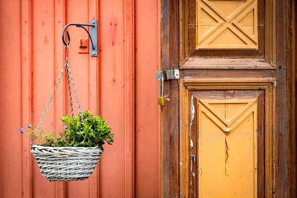 Old wooden door in Sweden, Europe — Stock Photo, Image