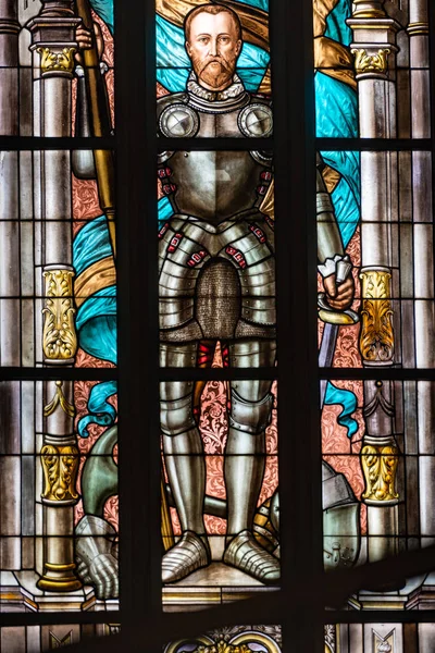 Gebrandschilderd glas in kerk, Zweden, Europa — Stockfoto