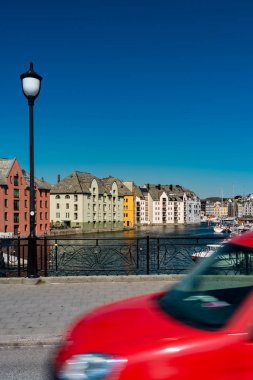 Alesund eski şehir manzaralı. Norveç, Scandinavia, Europe