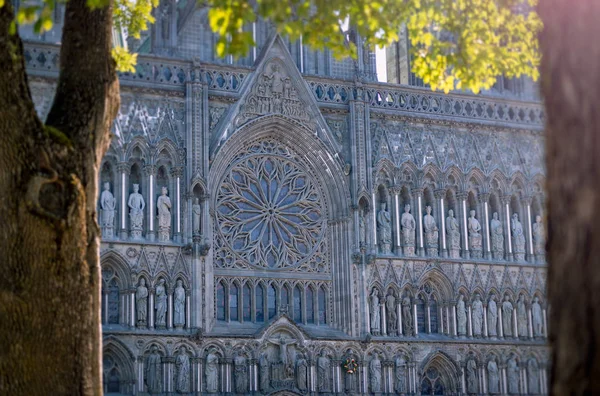 Facade of old cathedral in Trondheim, Norway. — Stock Photo, Image