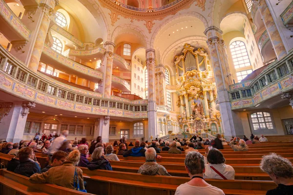 Frauenkirche cathedral interior in Dresden Germany — Stok fotoğraf