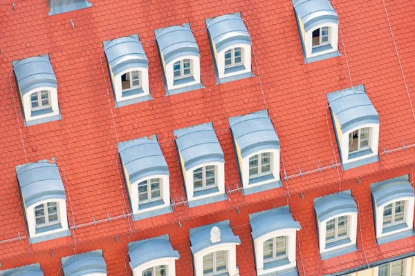 Tiled house roof with window in Wroclaw, Poland — Stockfoto