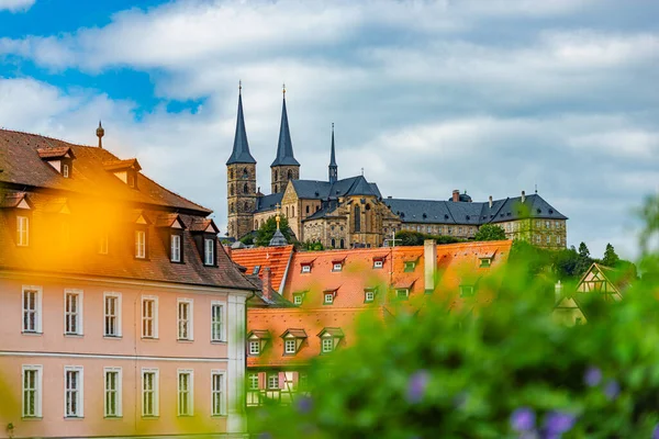 Bamberg City Germany Cathedral Blue Cloudy Sky Background Architecture Travel — Stock Photo, Image