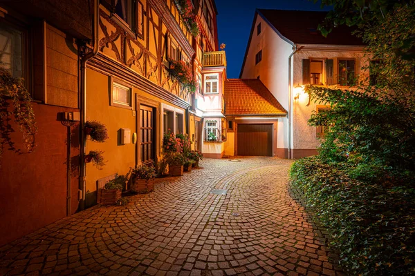 Calle Del Casco Antiguo Por Noche Wurzburg Baviera Alemania Callejón — Foto de Stock