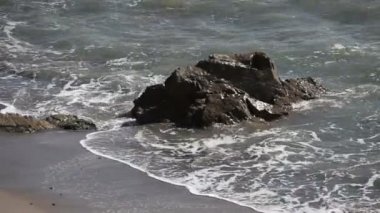 Güzel kayalık sahil şeridi El Matador beach California Usa