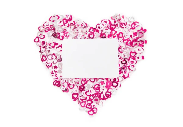 Tarjeta de felicitación del día de San Valentín sobre fondo de corazones coloridos . — Foto de Stock